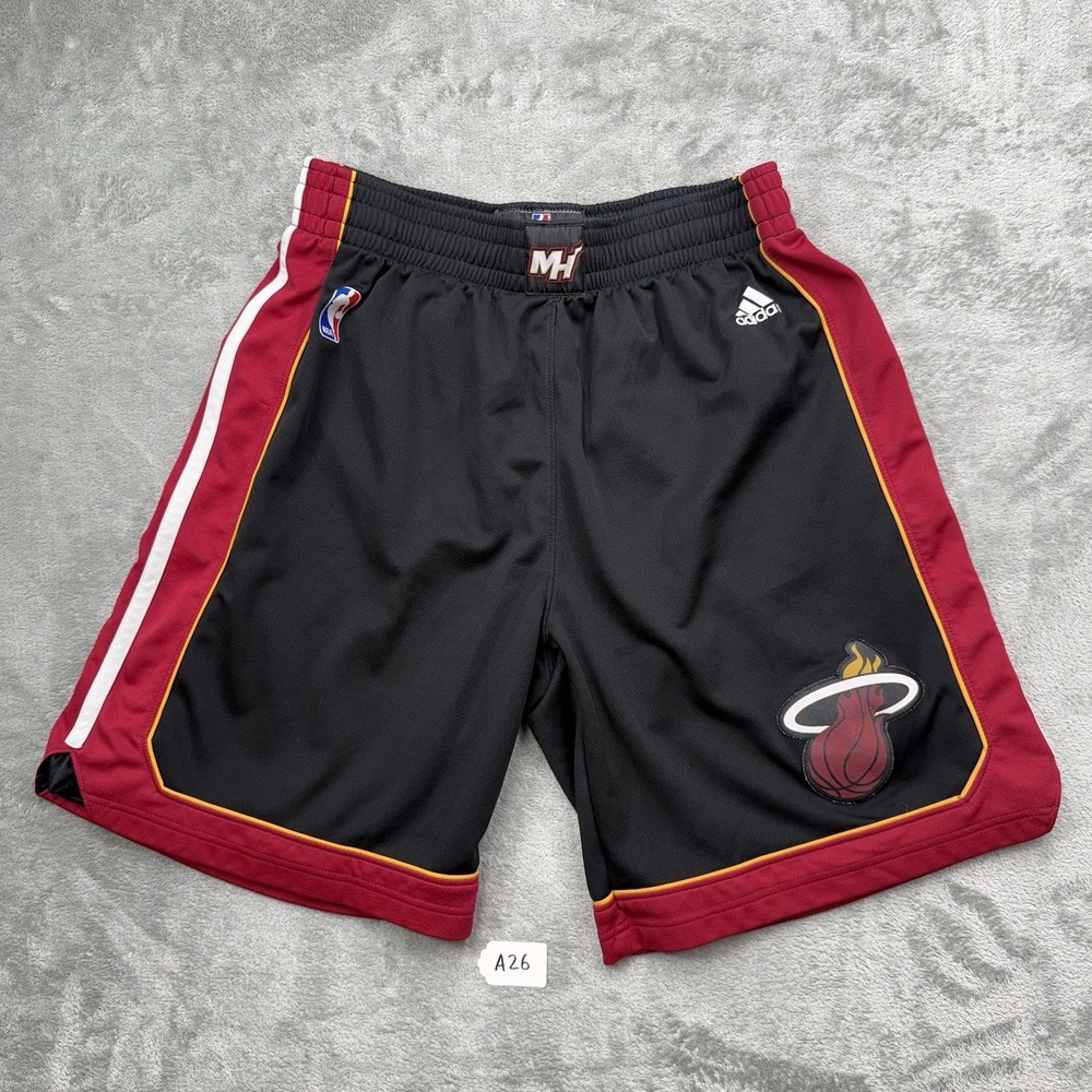 Vintage Adidas Authentics Miami Heat NBA Mesh Basketball Shorts Black Men's XL